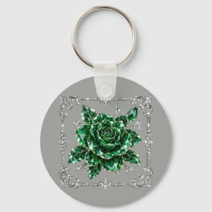 Porte-clés collection de fleurs en cristal d'émeraude royale