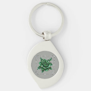 Porte-clés collection de fleurs en cristal d'émeraude royale