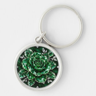 Porte-clés collection de fleurs en cristal d'émeraude royale