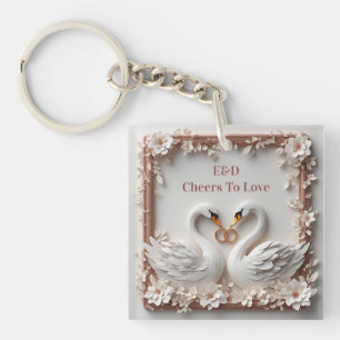 Porte-clés 🕊️ Collection de mariage Cadre floral à cœur de c
