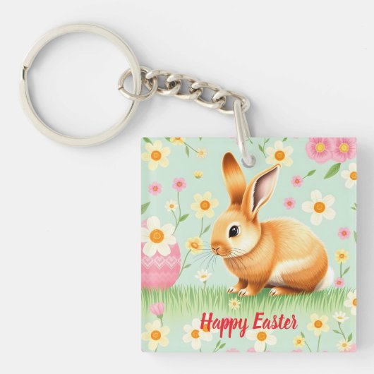 Porte-clés Collection de Pâques de lapin de vacances moderne (Devant)