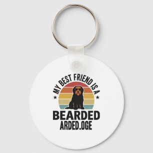 Porte-clés Colley barbu Design pour amateur de chien Coucher
