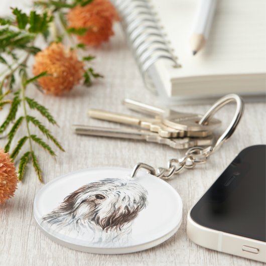 Porte-clés Collie à l'aquarelle (Devant droit)