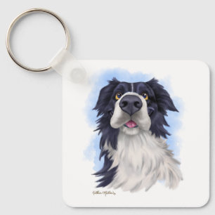 Porte-clés Collie de bande dessinée amusant