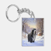 Porte-clés Collie Laisser Il Neige Noël (Devant gauche)