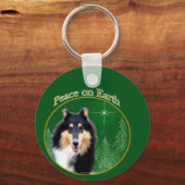 Porte-clés Collie (rude) Paix (Verso)