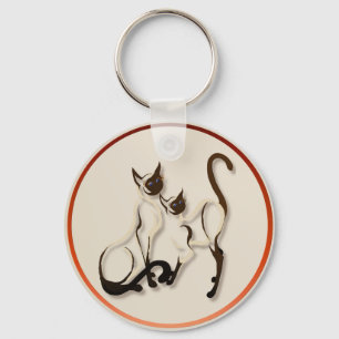 Porte-clés Collier de deux chats siamois