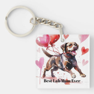 Porte-clés Collier de maman Labrador fière Saint-Valentin C