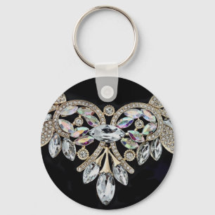 Porte-clés Collier diamant argent noir cristal look
