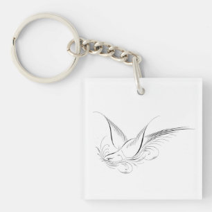 Porte-clés Colombe calligraphique de style Victorian Penwork