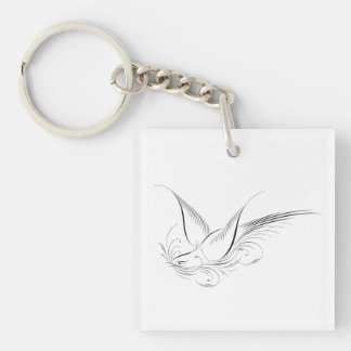 Porte-clés Colombe calligraphique de style Victorian Penwork 