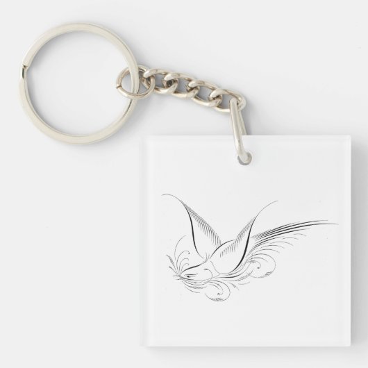 Porte-clés Colombe calligraphique de style Victorian Penwork (Devant)