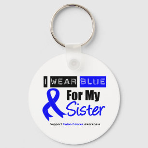 Porte-clés Colon Cancer Je Porte Du Ruban Bleu Pour Ma Soeur