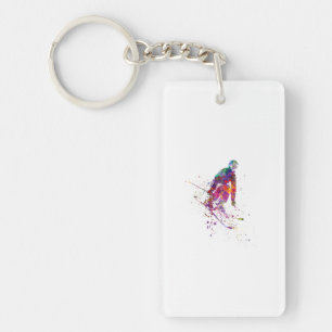 Porte-clés color d'eau skier
