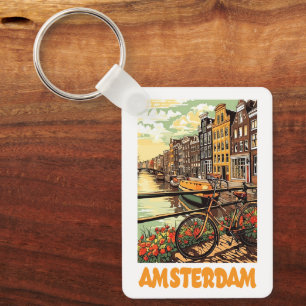 Porte-clés Coloré Amsterdam Hollande Canal Ville Vintage