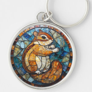 Porte-clés Coloré Art de Verre Teinté Écureuil Joyeux