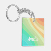 Porte-clés Coloré moderne Pastel Waves Motif Personnalisé (Devant gauche)
