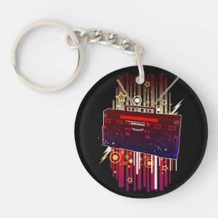 Porte-clés Coloré Néon Haut-Parleur Artwork pour Musique et R