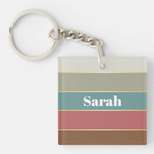 Porte-clés Coloré Pastell Gold Personnalisé Bandes de Couleur