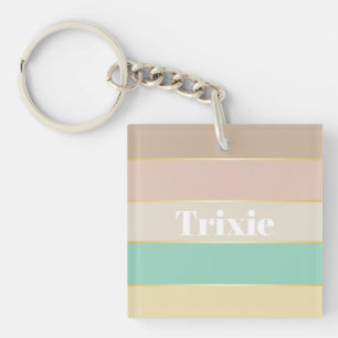 Porte-clés Coloré Pastell Gold Personnalisé Bandes de Couleur
