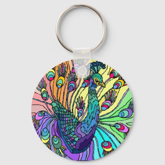 PORTE-CLÉS COLORÉ PEACOCK PAON KEY-CHAIN (Recto)