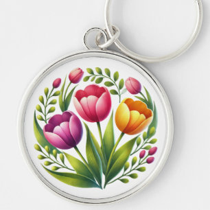 Porte-clés Coloré Tulip Porte - clé - Design floral Whimsical