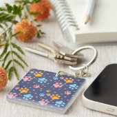 Porte-clés Colorful Animal Paw Prints Pattern (Devant Droit)