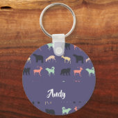 Porte-clés Colorful animal silhouettes on blue (Recto)