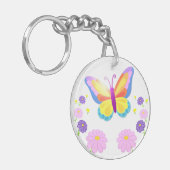 Porte-clés Colorful Butterfly and Flowers Round Keychain (Devant gauche)
