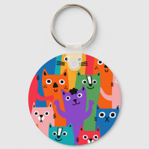 Porte-clés Colorful cats pattern