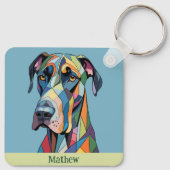 Porte-clés Colorful Cubist Great Dane  (Dos)