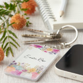 Porte-clés colorful Custom Pumpkin and Flowers Design (Devant droit)