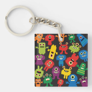 Porte-clés Colorful Fun Monsters Créatures Motif