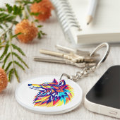 Porte-clés Colorful Geometric Wolf Acrylic Keychain (Devant Droit)