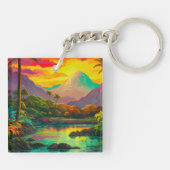 Porte-clés Colorful Tropical Island Paradise (Dos)