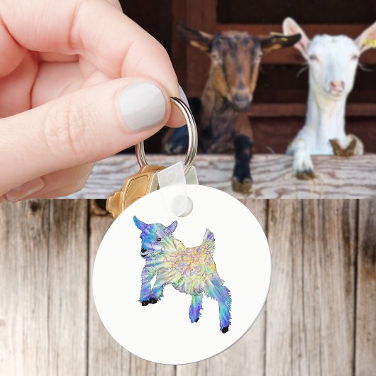 Porte-clés Colourful Cute Baby Goat Jumping Funky Animal Art