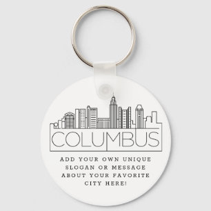 Porte-clés Columbus, Ohio Stylisé Skyline Custom Slogan