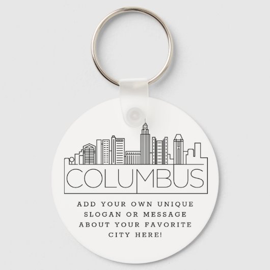 Porte-clés Columbus, Ohio Stylisé Skyline Custom Slogan (Recto)
