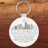 Porte-clés Columbus, Ohio Stylisé Skyline Custom Slogan (Recto)