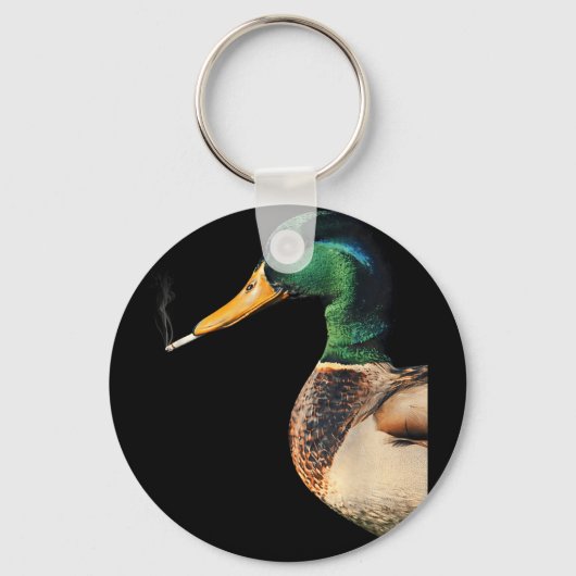 Porte-clés Colvert fumant une cigarette mème colvert drôle (Recto)