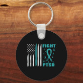 Porte-clés Combattre Le Ruban Turquoise Ptsd Et Son Indicateu (Recto)