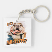 Porte-clés Comic moderne simple Grunge personnalisé photo pou (Dos)