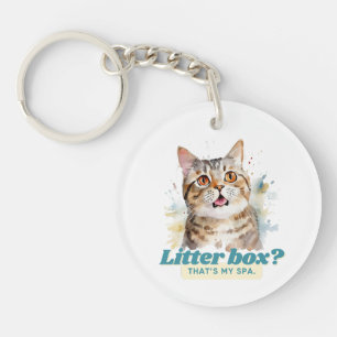Porte-clés Comical Kitty "Litter Box ? C'est mon Spa"