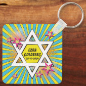 Porte-clés Comics Comic Book Bar ou Bat mitzvah personnalisé (Verso)