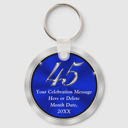 Porte-clés Commande personnalisée Bleu Porte - clés du 45e an (Recto)
