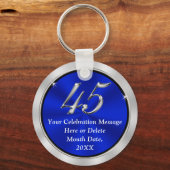 Porte-clés Commande personnalisée Bleu Porte - clés du 45e an (Verso)