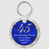 Porte-clés Commande personnalisée Bleu Porte - clés du 45e an (Verso)