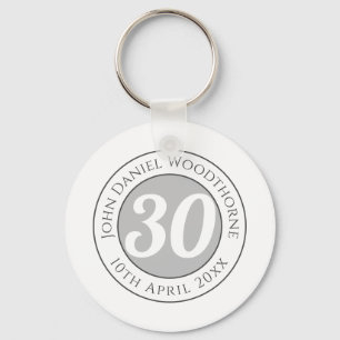 Porte-clés Commémoration d'anniversaire avec le nom, l'âge et