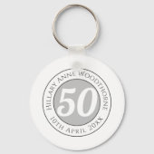 Porte-clés Commémoration d'anniversaire avec le nom, l'âge et (Verso)