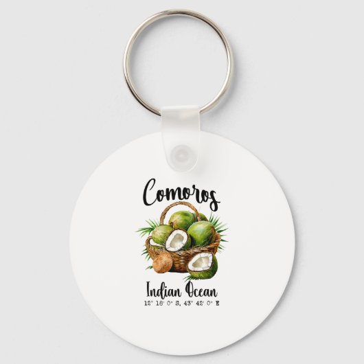 Porte-clés Comores Coco Indien Océan Tropical Île Gps V (Recto)